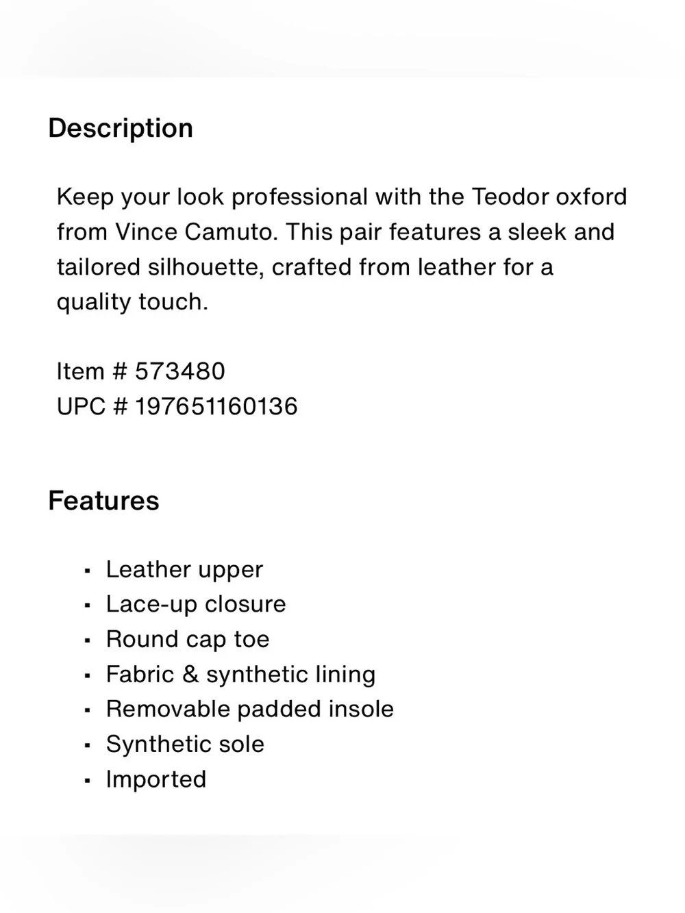 Vince Camuto Teodor Oxford Black Shoes